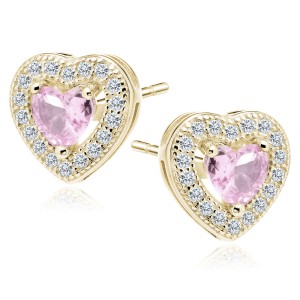 Cercei argint placati cu aur galben inima roz DiAmanti Z0760EG_LP-DIA (Argint 925‰ 2 g.)